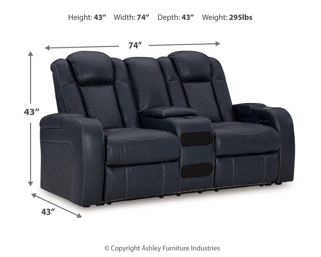 Fyne-Dyme Sapphire Power Reclining Sofa, Loveseat and Recliner from Ashley Furniture - Luna Furniture