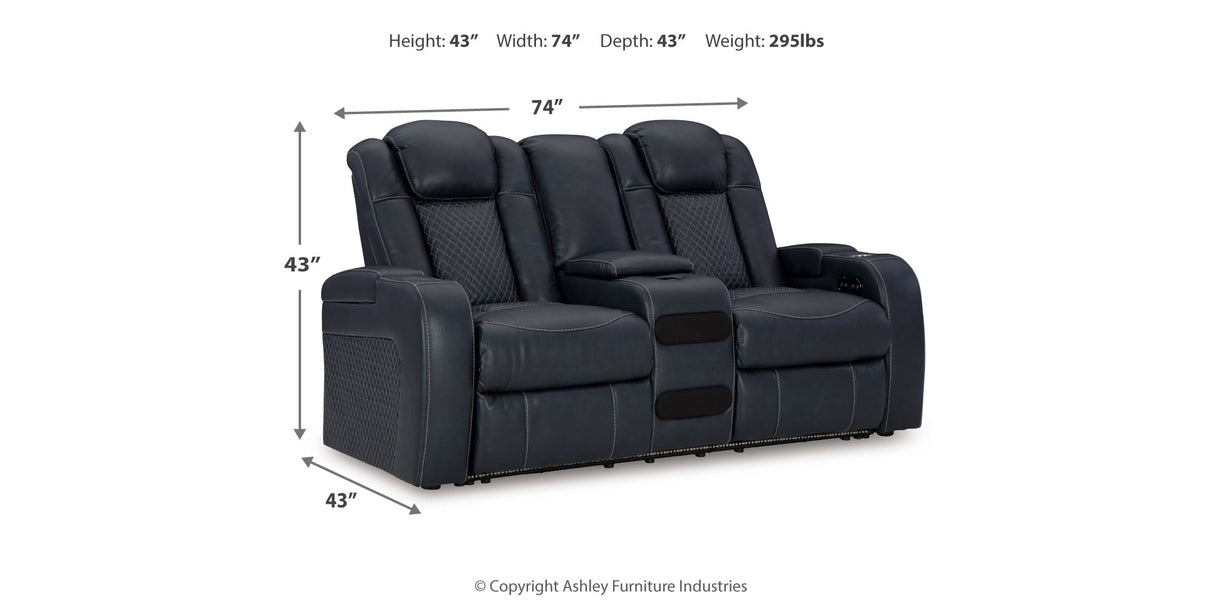 Fyne-Dyme Sapphire Power Reclining Sofa, Loveseat and Recliner from Ashley Furniture - Luna Furniture