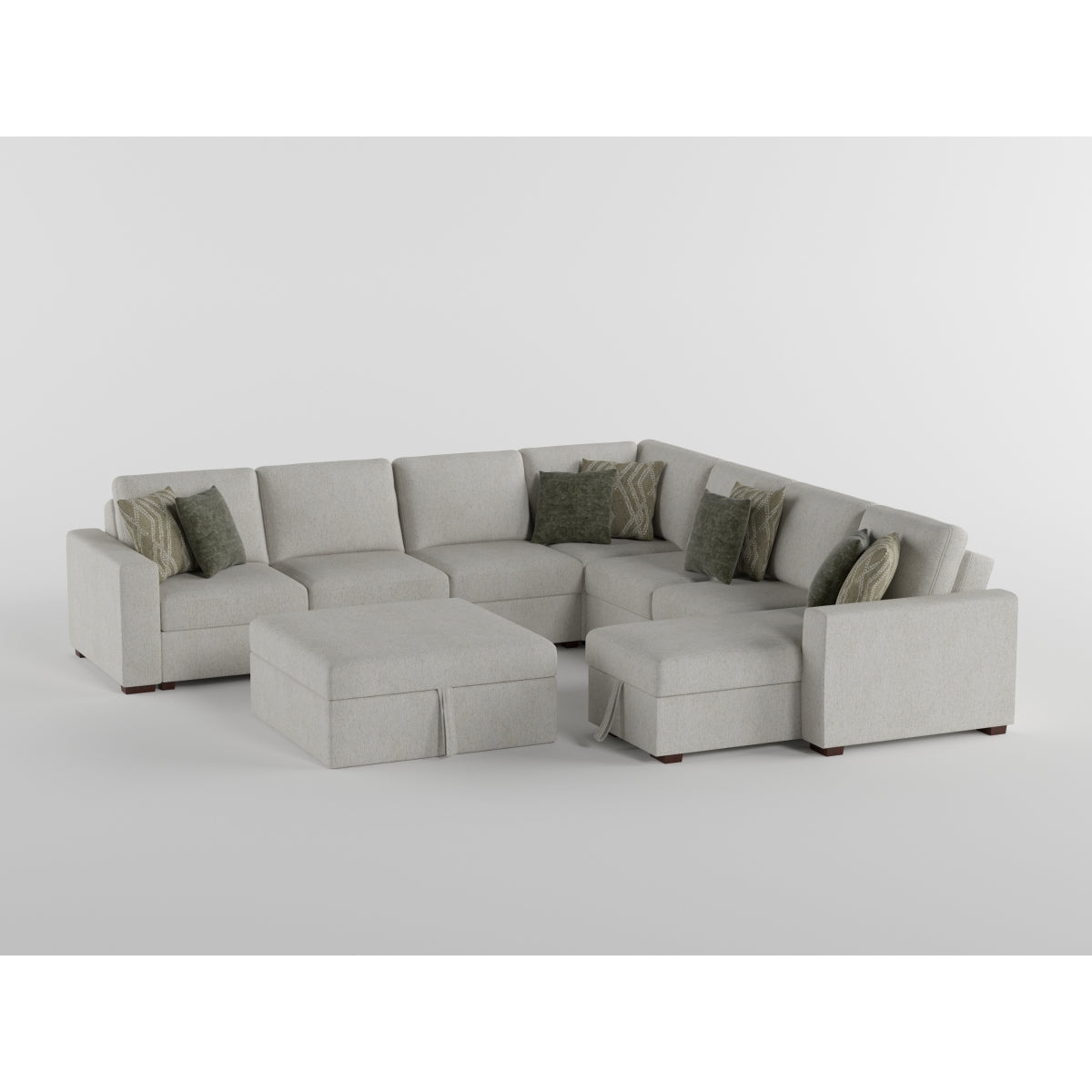 Isla Beige 6-Piece Sectional with Reversible Chaise, Pull-out Bed, Hidden Storage and Ottoman from Homelegance - Luna Furniture