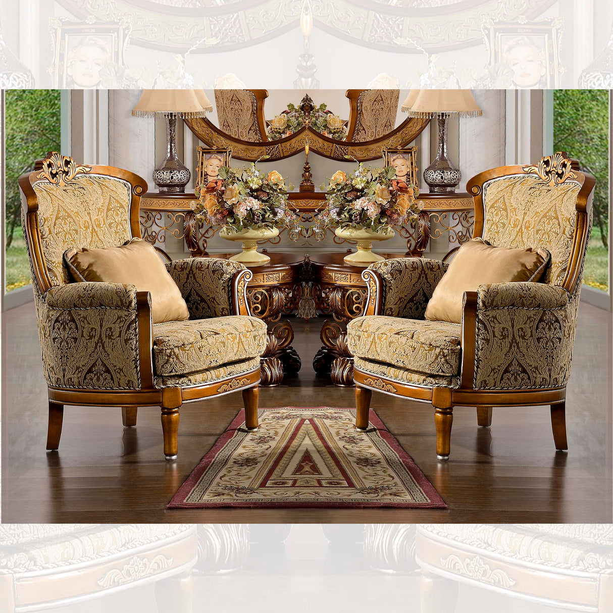 HD-369 Medium Golden Tan 2-Piece Accent Chair Set from Homey Design - Luna Furniture