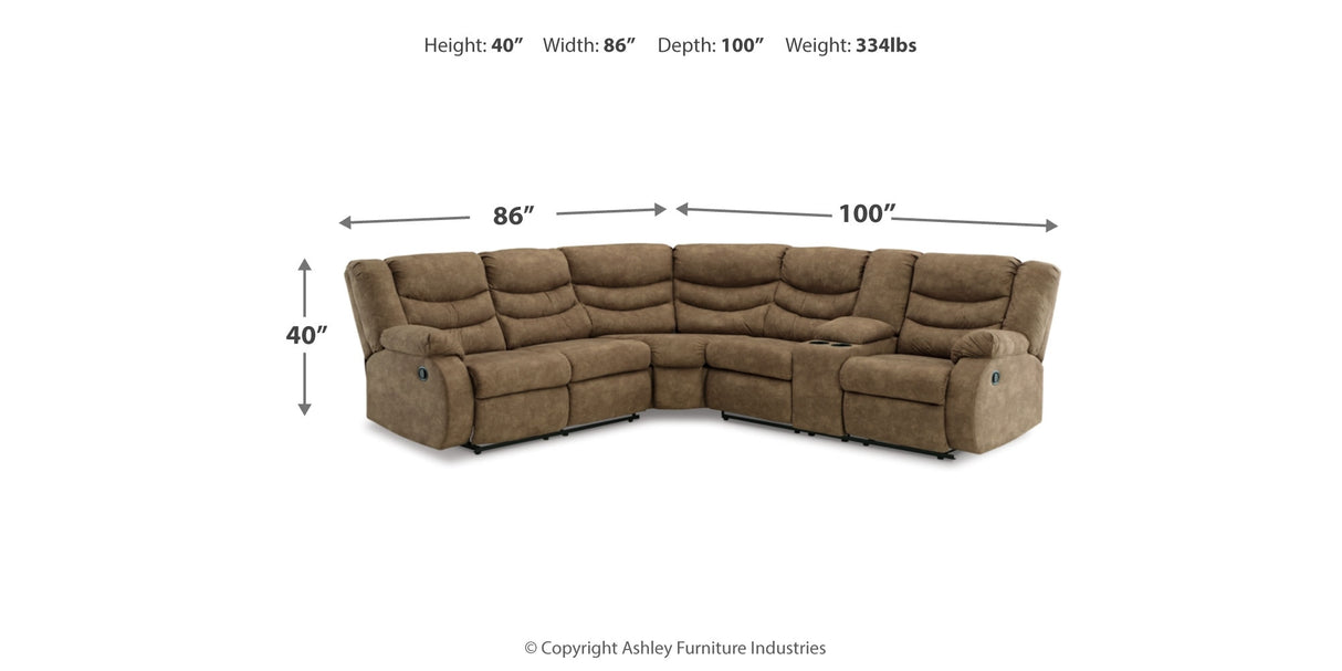 Partymate 2-Piece Sectional with Recliner in Brindle from Ashley Furniture - Luna Furniture