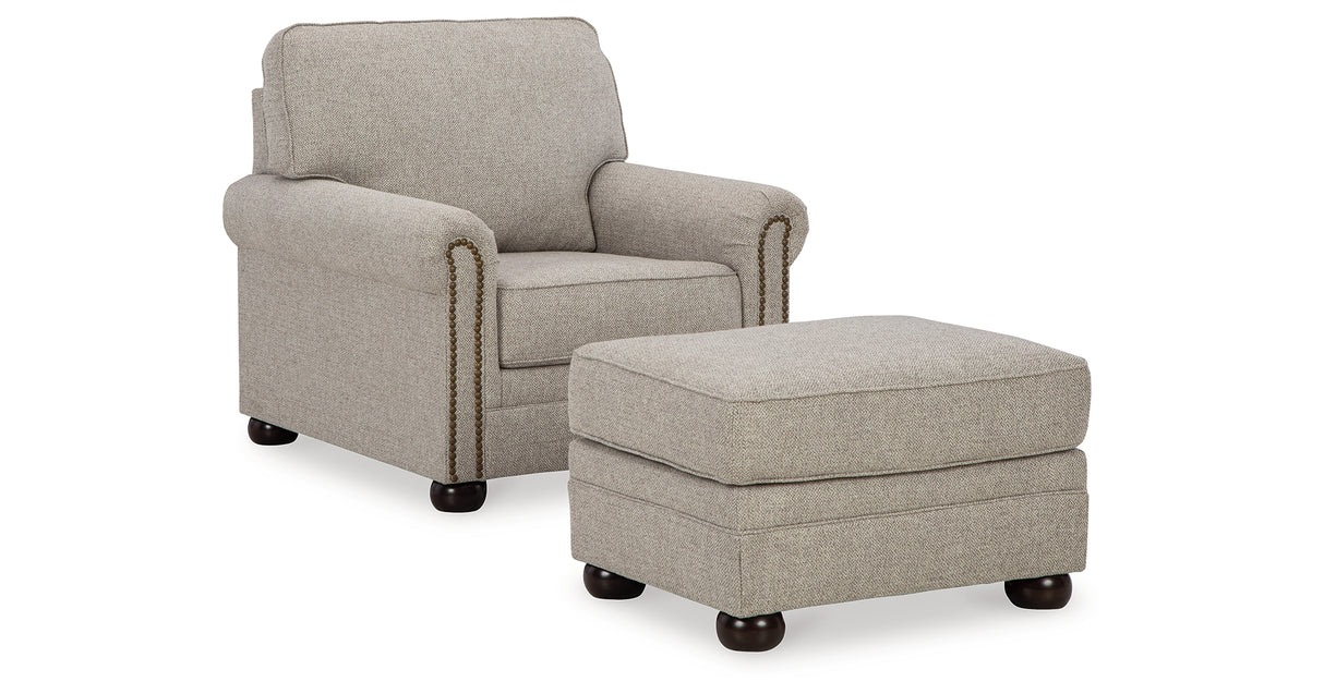 Gaelon Chair and Ottoman in Dune from Ashley Furniture - Luna Furniture
