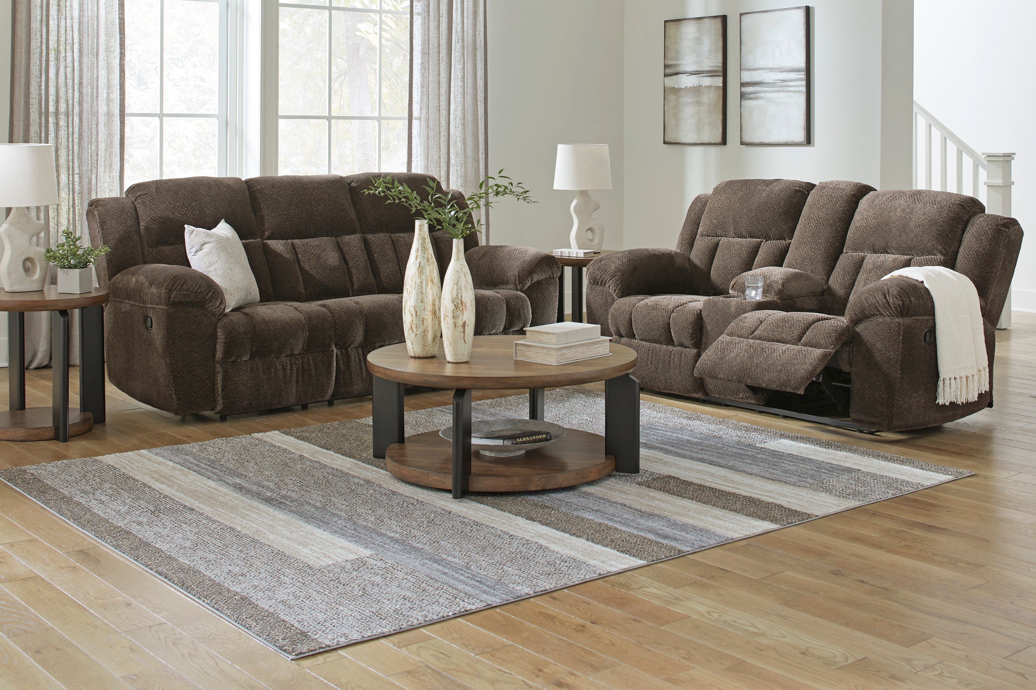 Ashley Frohn Chocolate Reclining Living Room Set – Luna Furniture