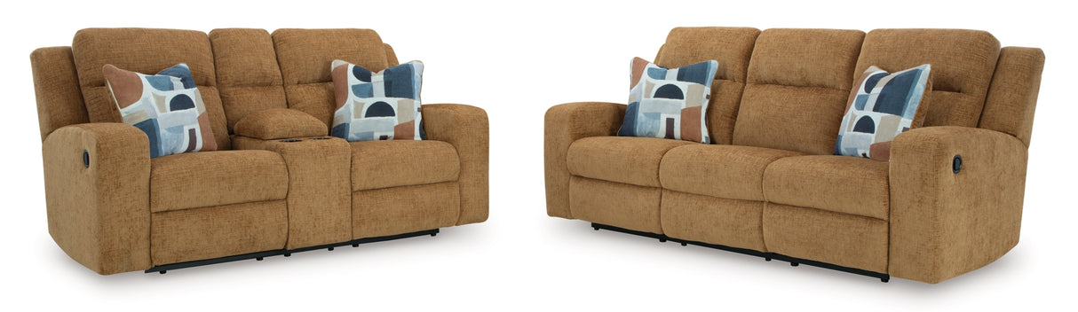 Kanlow Honey Reclining Sofa and Loveseat from Ashley Furniture - Luna Furniture