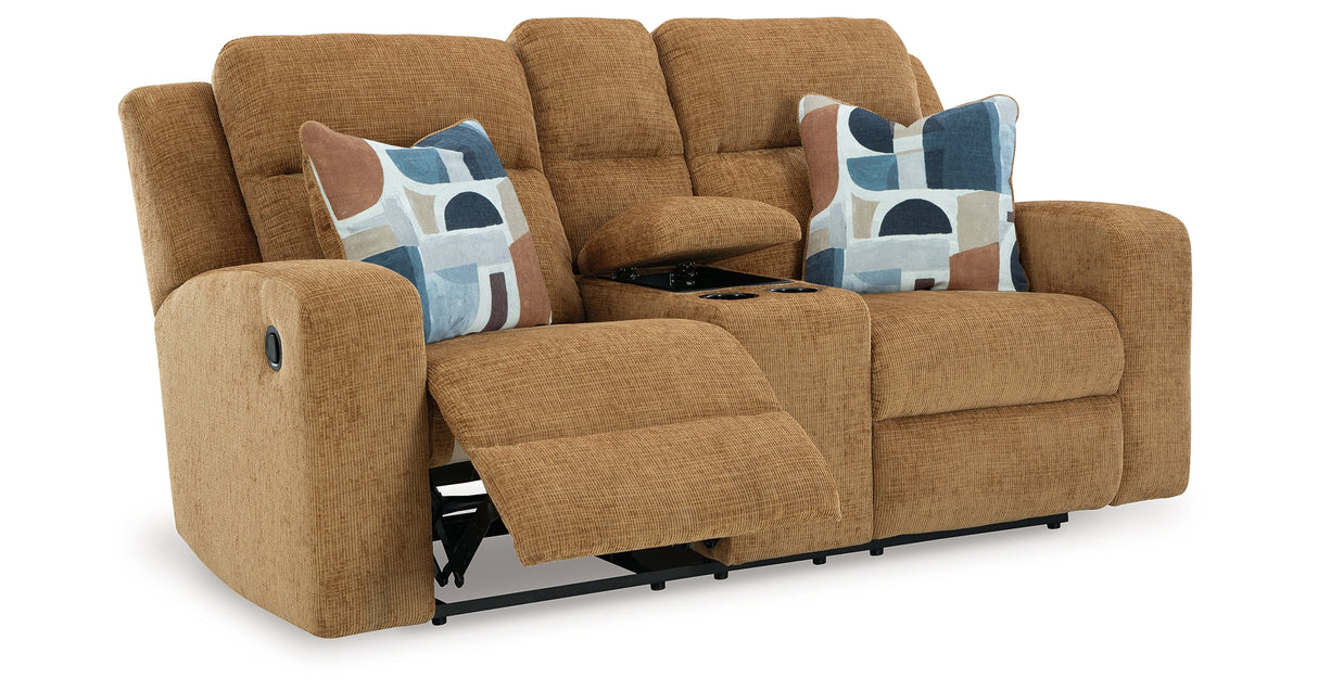 Kanlow Honey Reclining Sofa and Loveseat from Ashley Furniture - Luna Furniture