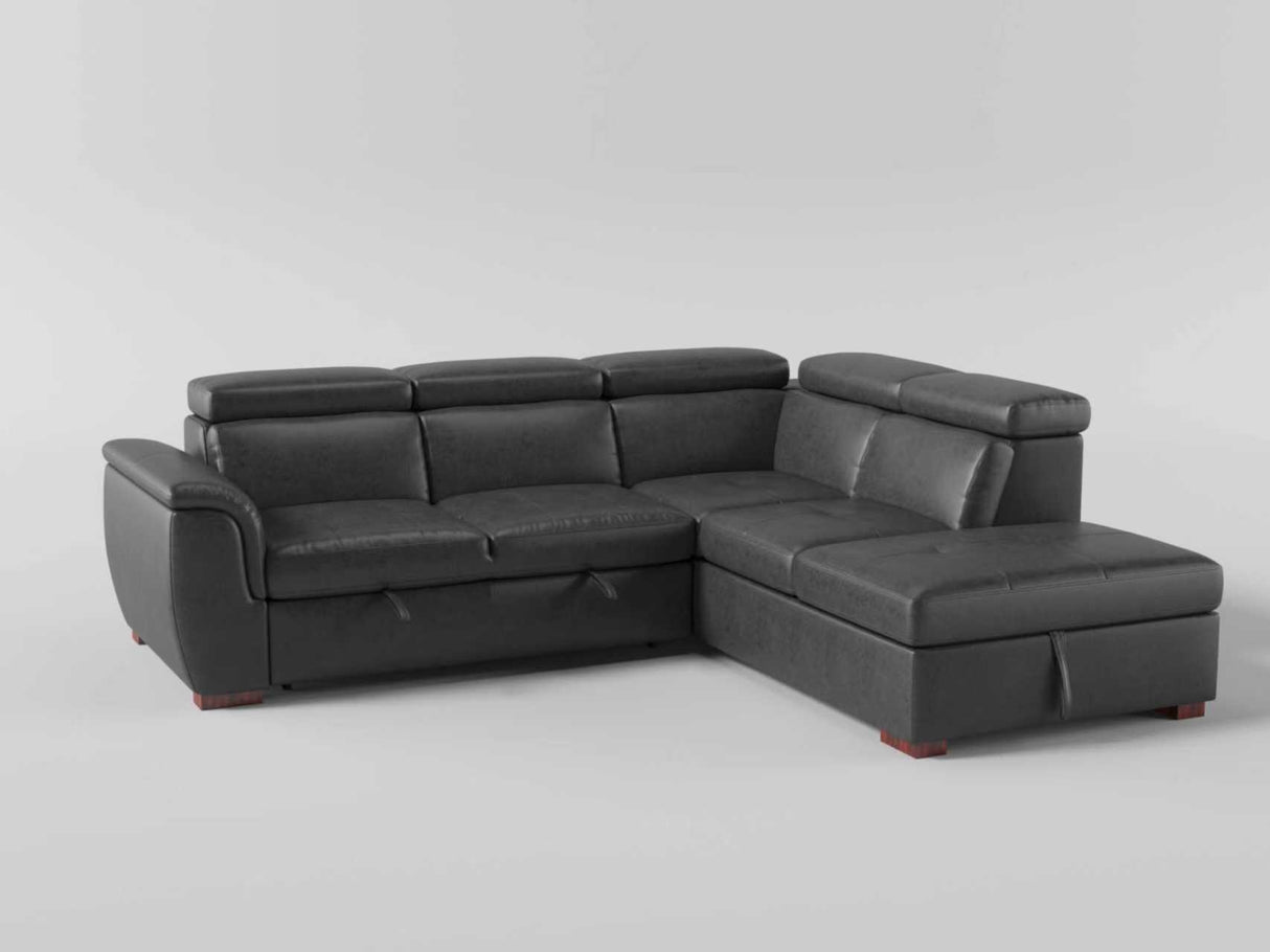 Barre Gray Faux Leather 2-Piece Storage Sleeper Sectional from Homelegance - Luna Furniture