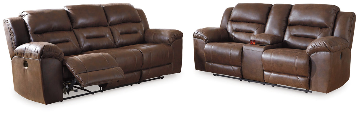 Stoneland Chocolate Power Reclining Sofa and Loveseat from Ashley - Luna Furniture