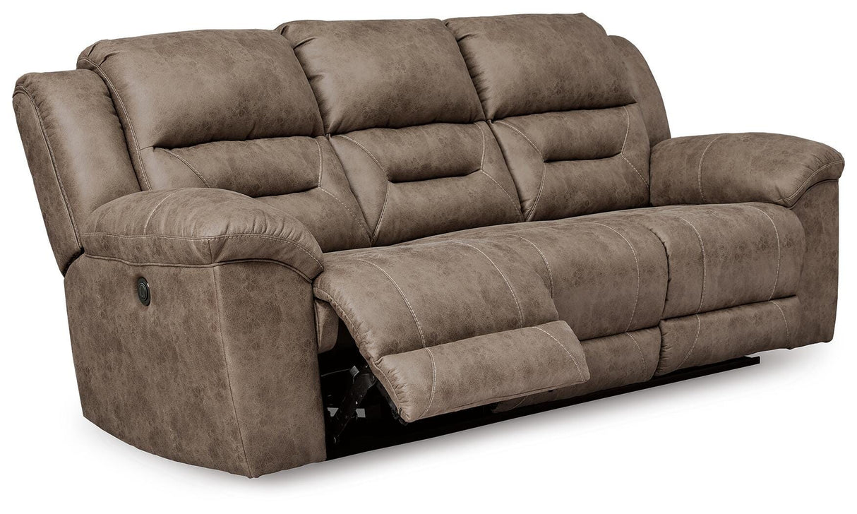 Stoneland Power Reclining Sofa, Loveseat and Recliner in Fossil from Ashley Furniture - Luna Furniture