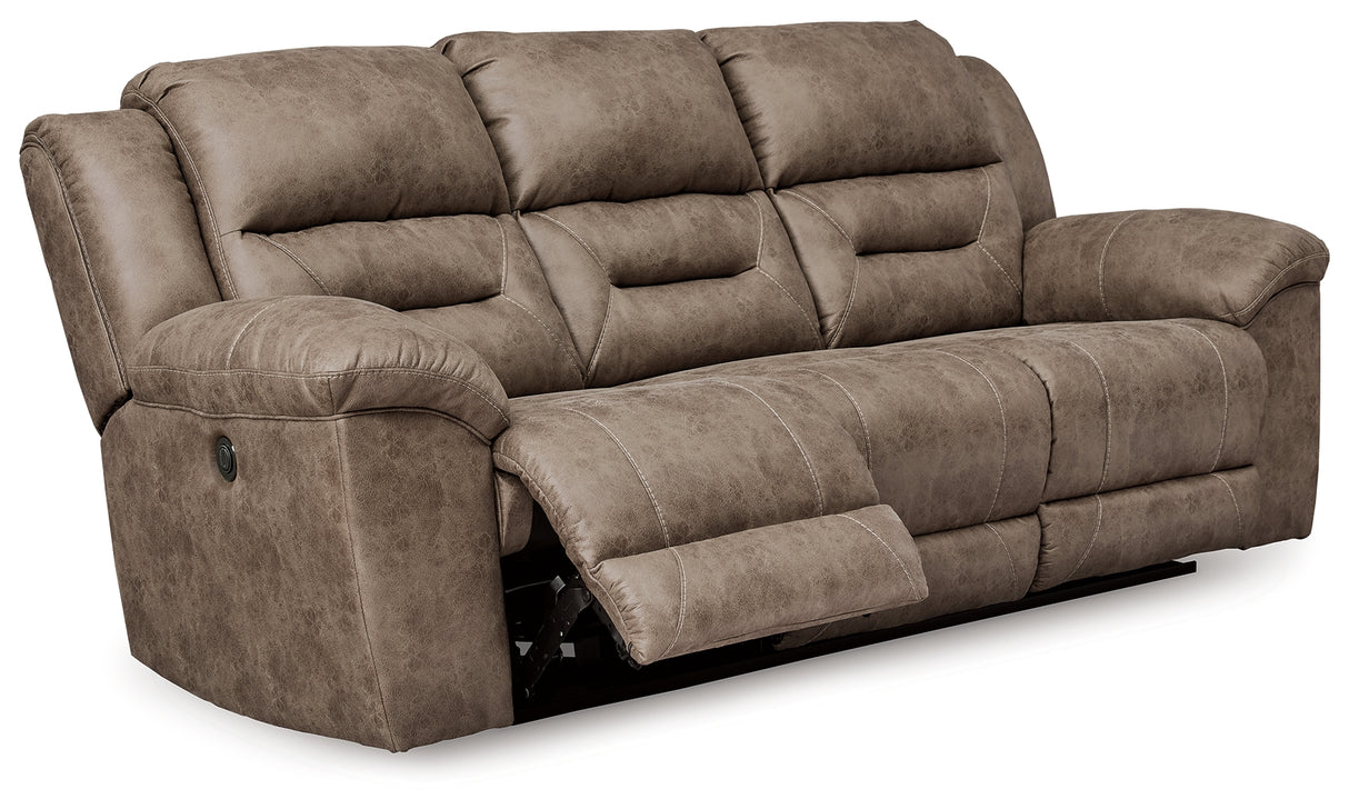 Stoneland Power Reclining Sofa, Loveseat and Recliner in Fossil from Ashley Furniture - Luna Furniture
