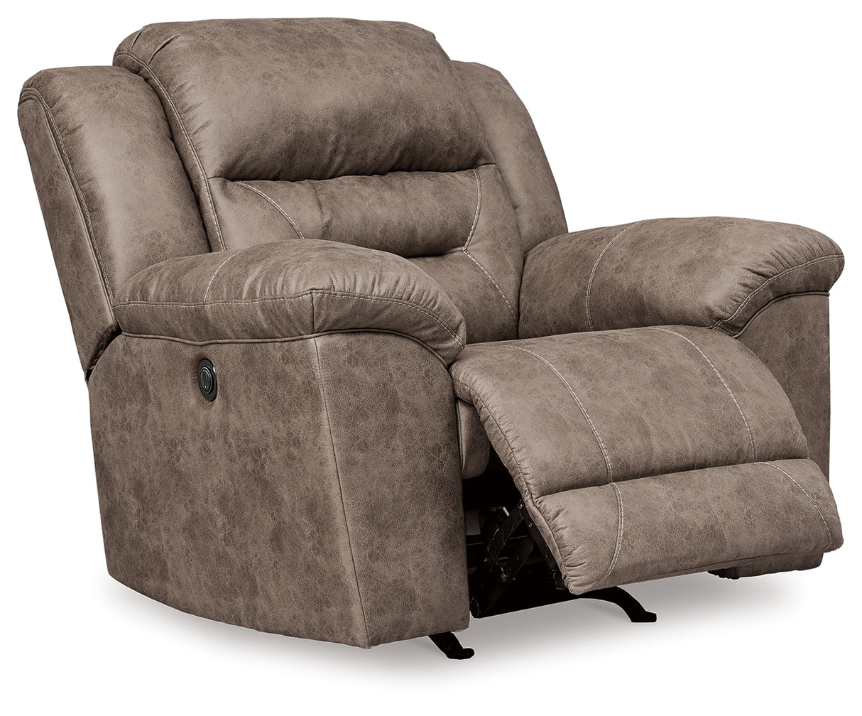 Stoneland Power Reclining Sofa, Loveseat and Recliner in Fossil from Ashley Furniture - Luna Furniture