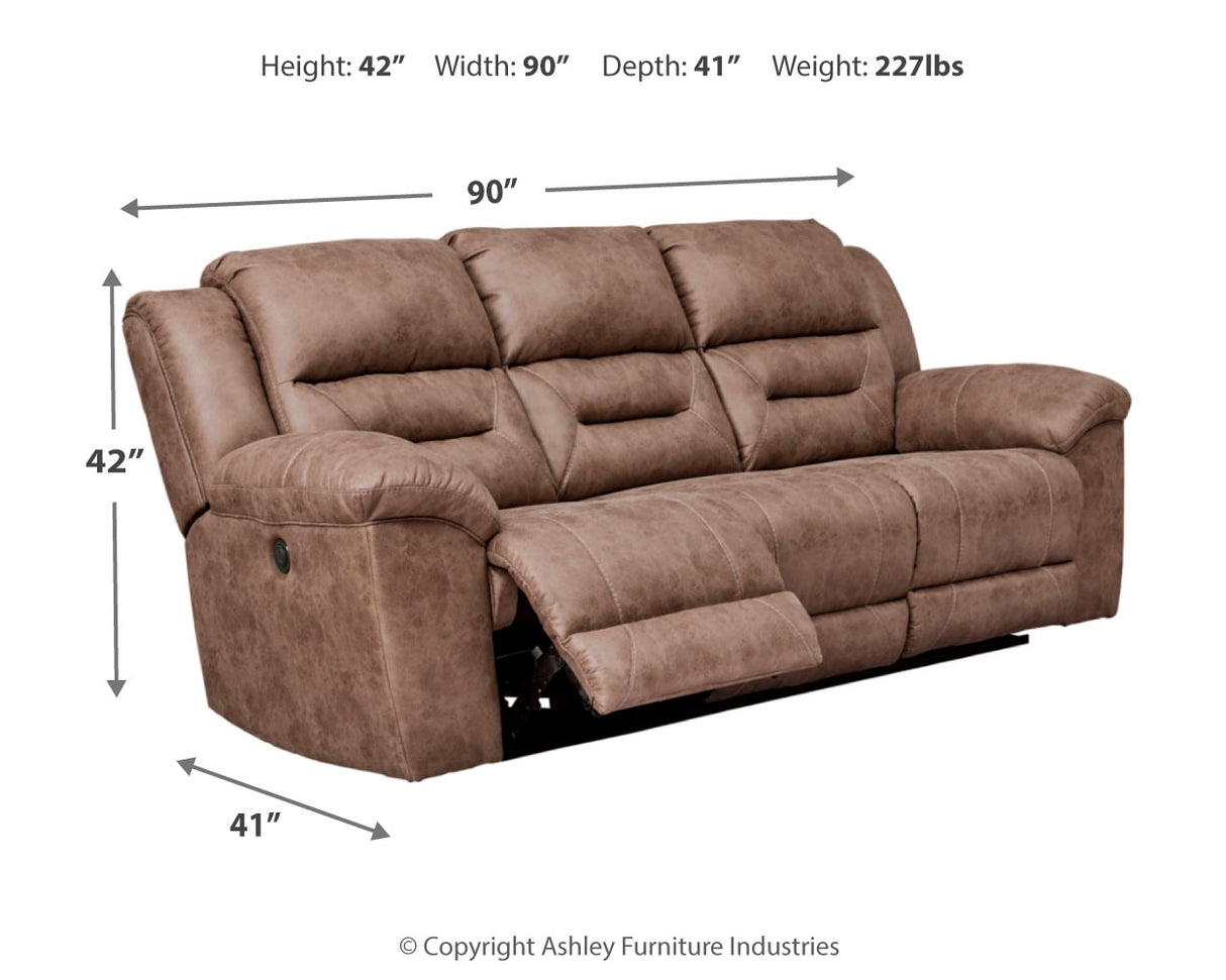 Stoneland Power Reclining Sofa, Loveseat and Recliner in Fossil from Ashley Furniture - Luna Furniture