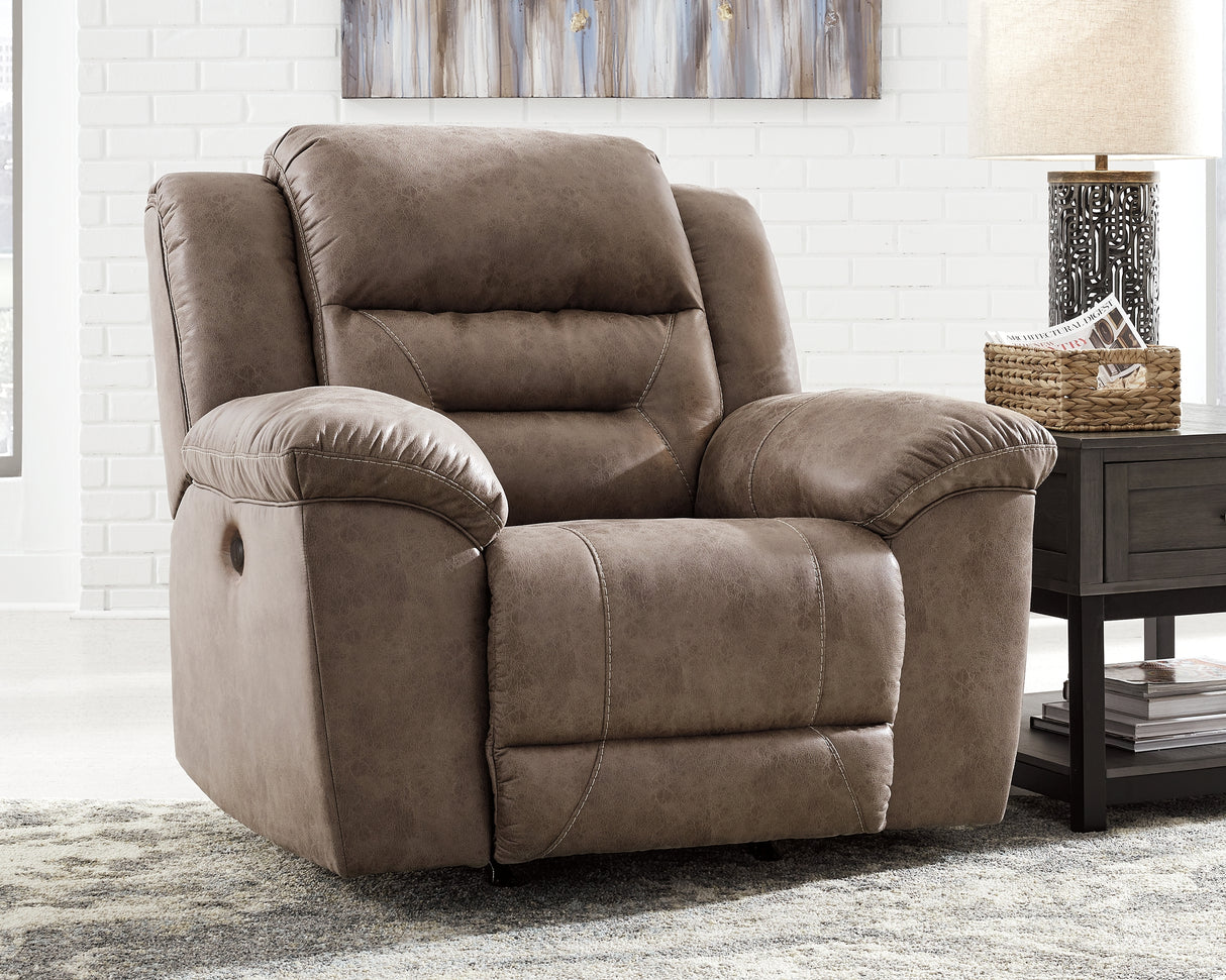 Stoneland Power Reclining Sofa, Loveseat and Recliner in Fossil from Ashley Furniture - Luna Furniture