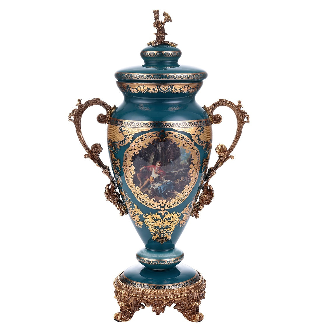 HD-4016S Bronze/Deep Aegean Blue/Gold Urn from Homey Design - Luna Furniture