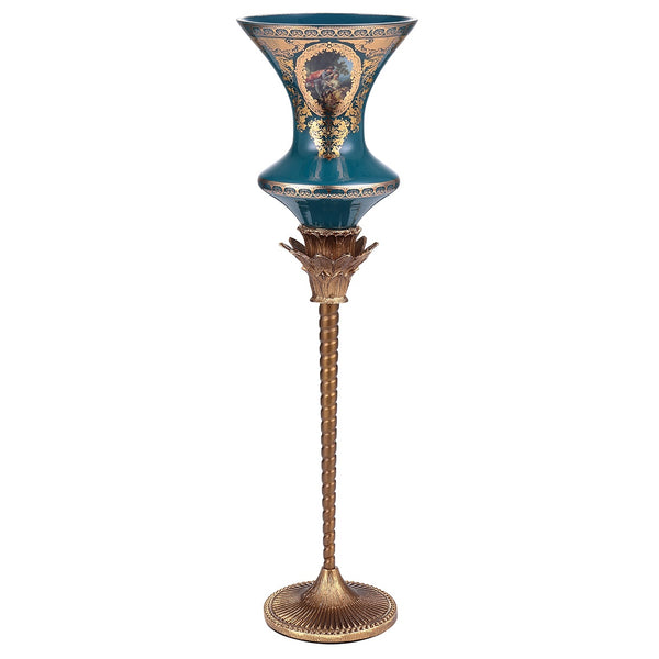 HD-4018 Bronze/Deep Aegean Blue/Gold Candleholder