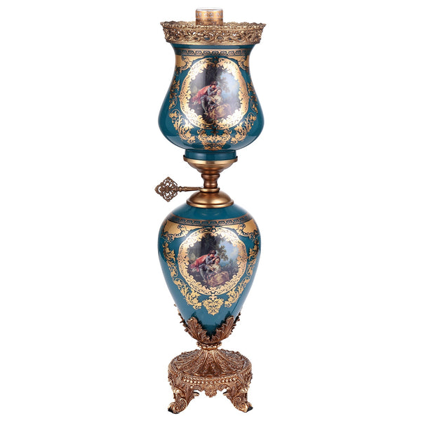 HD-4029S Bronze/Deep Aegean Blue/Gold Table Lamp