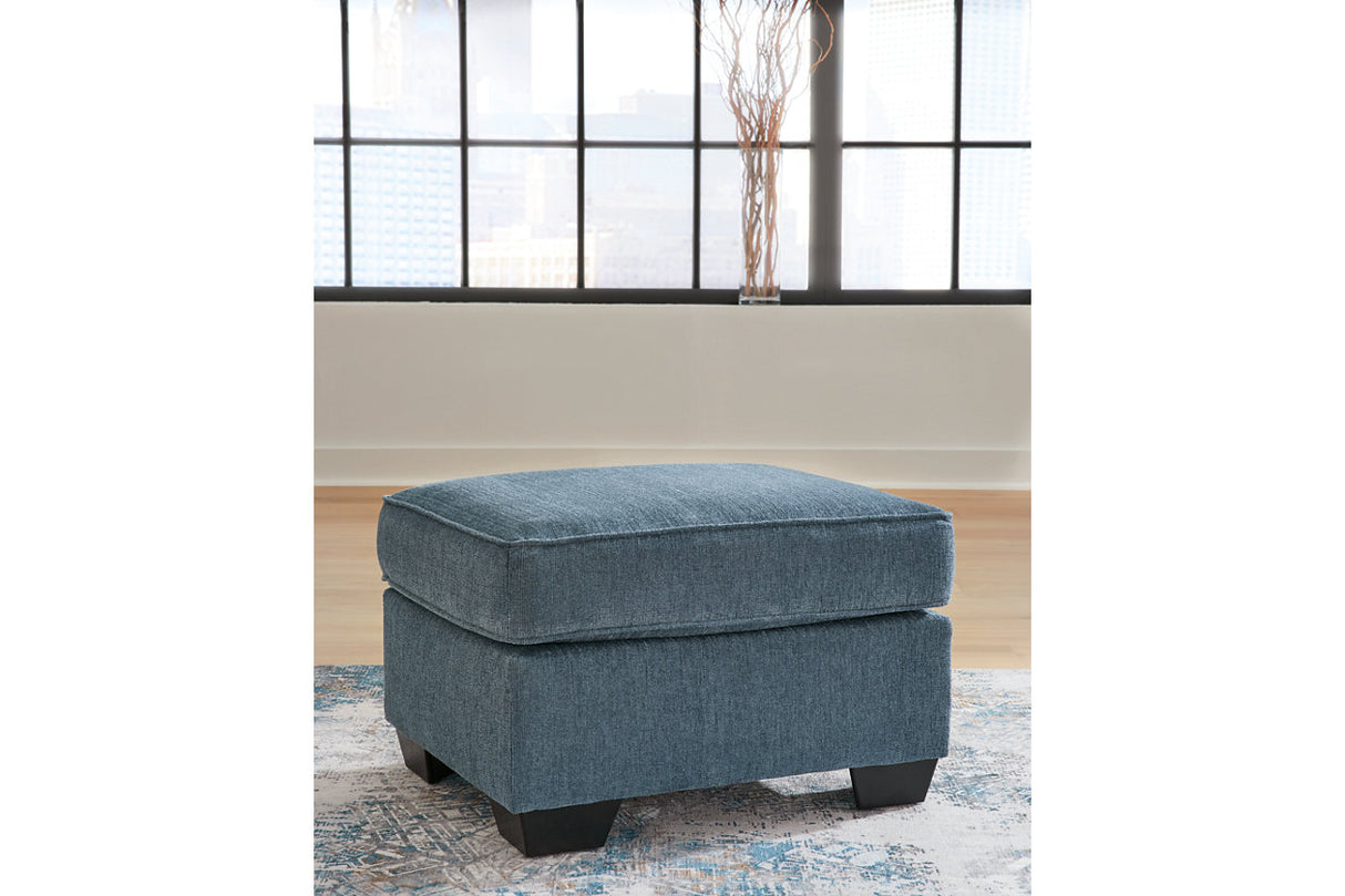Cashton Blue Chair and Ottoman from Ashley - Luna Furniture