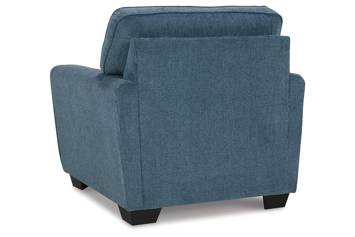 Cashton Blue Chair and Ottoman from Ashley - Luna Furniture