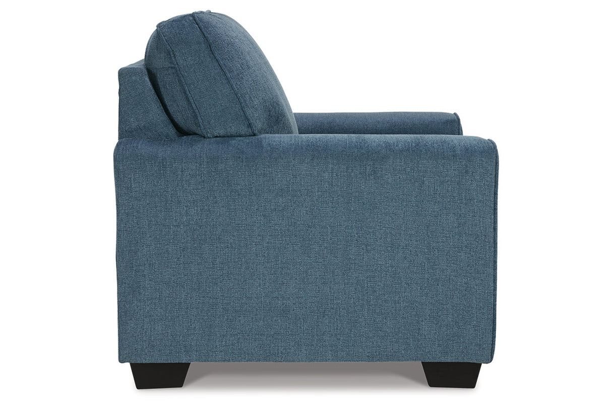 Cashton Blue Chair and Ottoman from Ashley - Luna Furniture