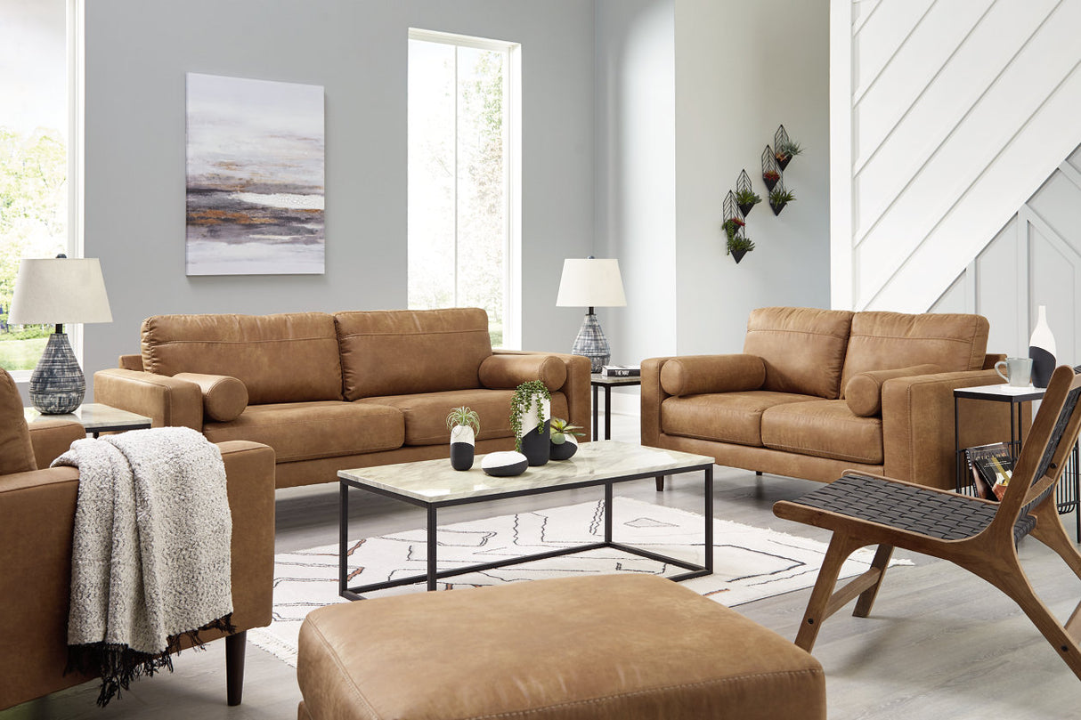 Telora Caramel Sofa, Loveseat, Chair and Ottoman from Ashley - Luna Furniture