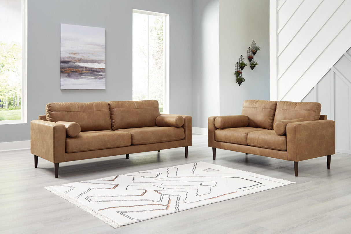 Telora Caramel Sofa, Loveseat, Chair and Ottoman from Ashley - Luna Furniture