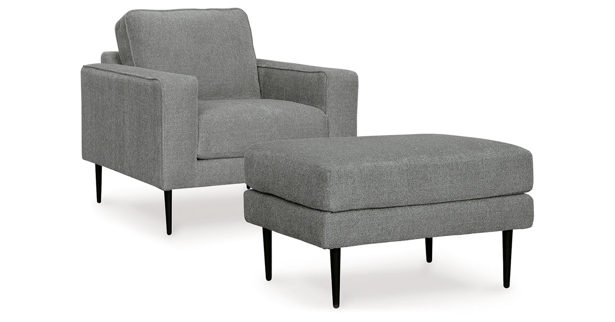 Hazela Charcoal Chair and Ottoman from Ashley Furniture - Luna Furniture