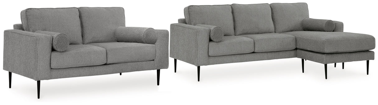 Hazela Charcoal Sofa Chaise and Loveseat from Ashley Furniture - Luna Furniture