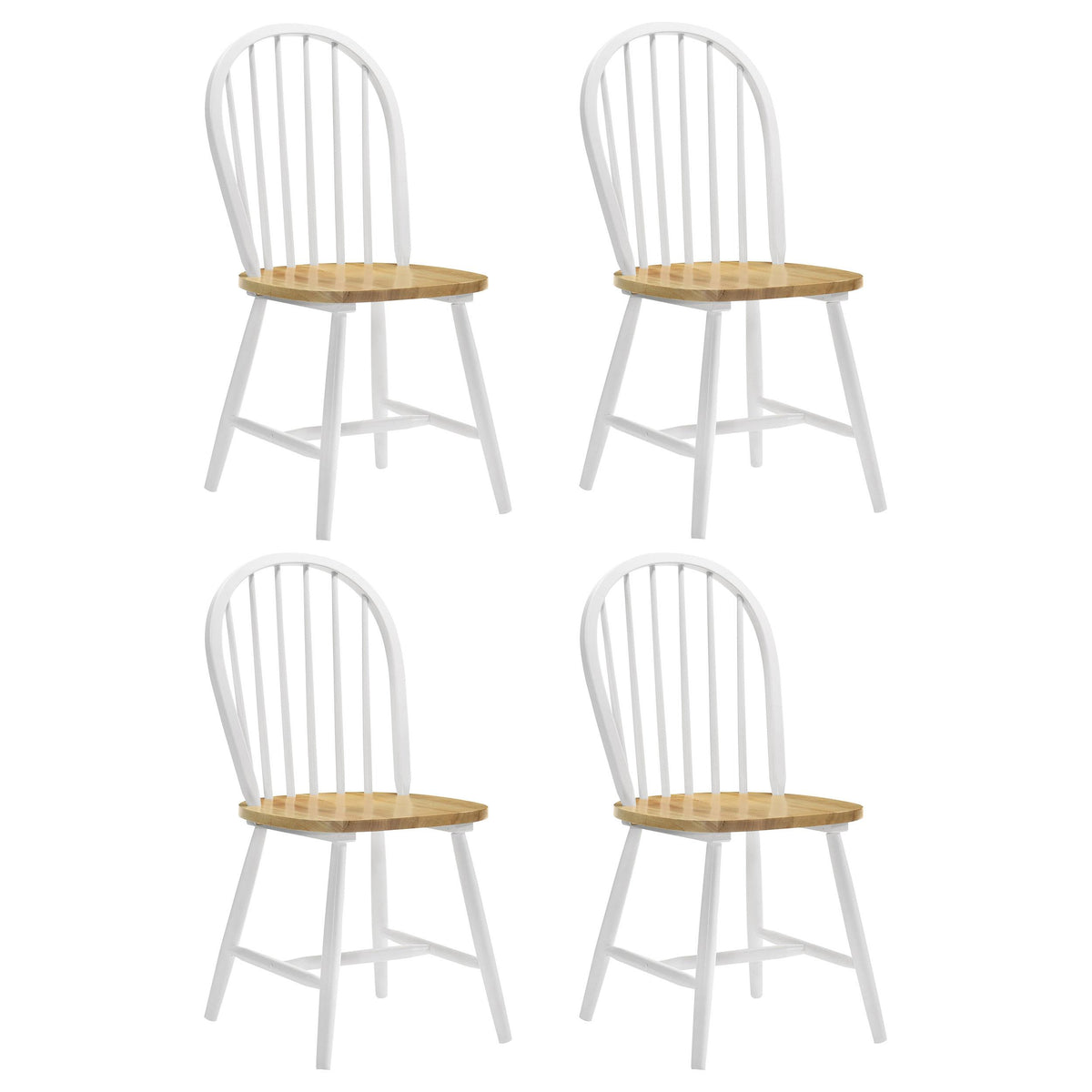 Cinder Natural Brown and White Windsor Side Chairs, Set of 4 from Coaster - Luna Furniture