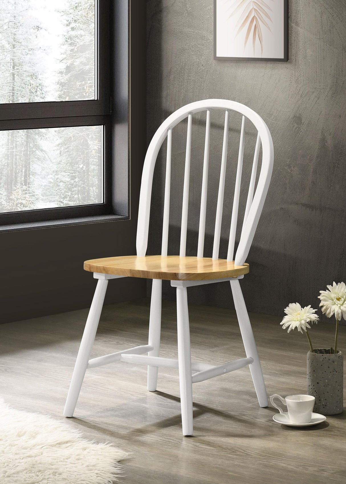 Cinder Natural Brown and White Windsor Side Chairs, Set of 4 from Coaster - Luna Furniture