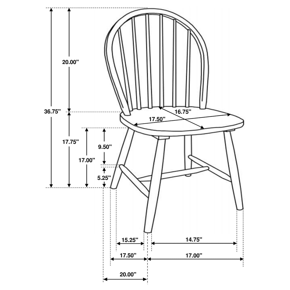 Cinder Natural Brown and White Windsor Side Chairs, Set of 4 from Coaster - Luna Furniture