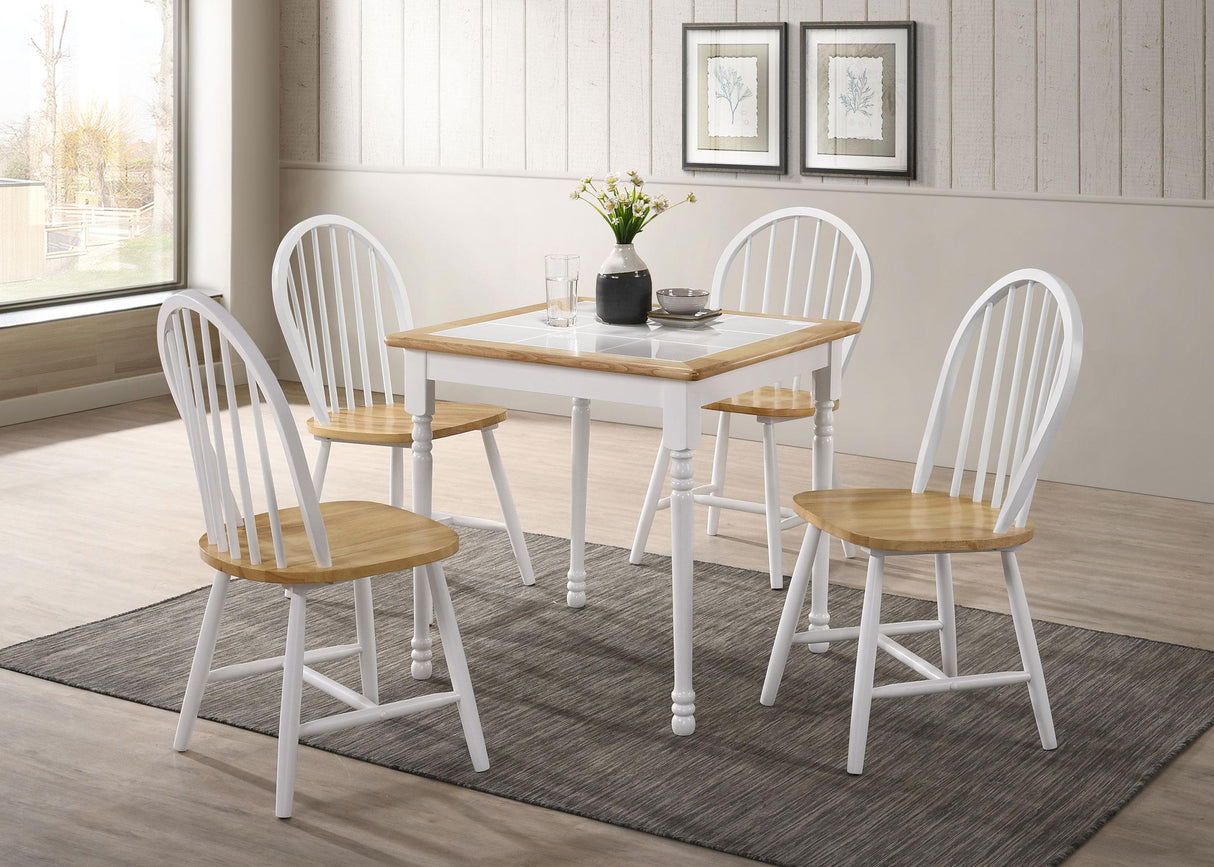 Cinder Natural Brown and White Windsor Side Chairs, Set of 4 from Coaster - Luna Furniture