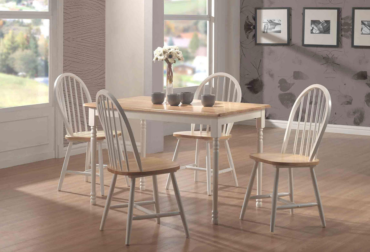 Cinder Natural Brown and White Windsor Side Chairs, Set of 4 from Coaster - Luna Furniture