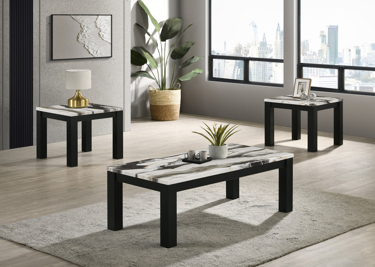 Ivy Brown Faux Marble 3-Piece Coffee Table Set from Crown Mark - Luna Furniture