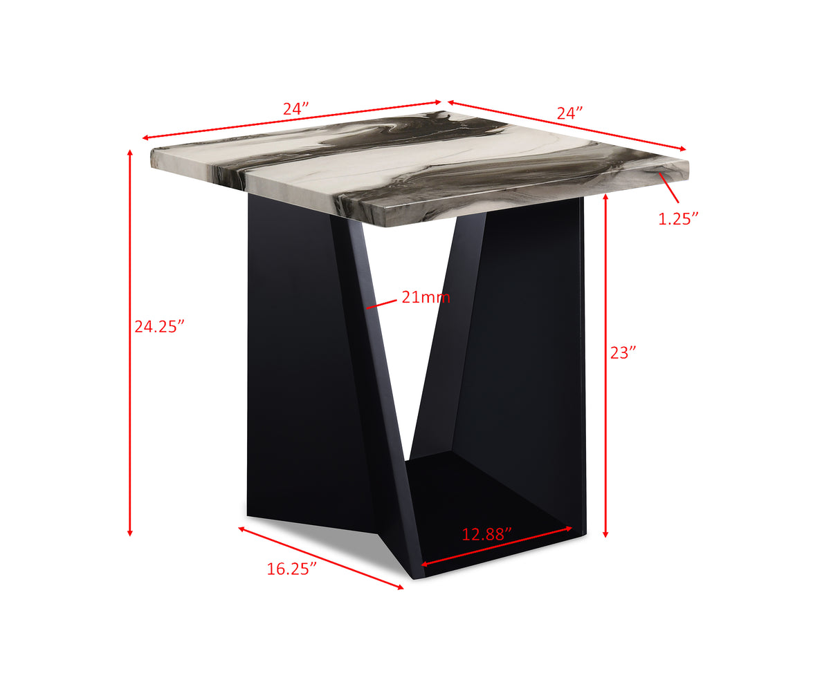Adea Brown/Black 3-Piece Faux Marble Top Cocktail Table Set from Crown Mark - Luna Furniture