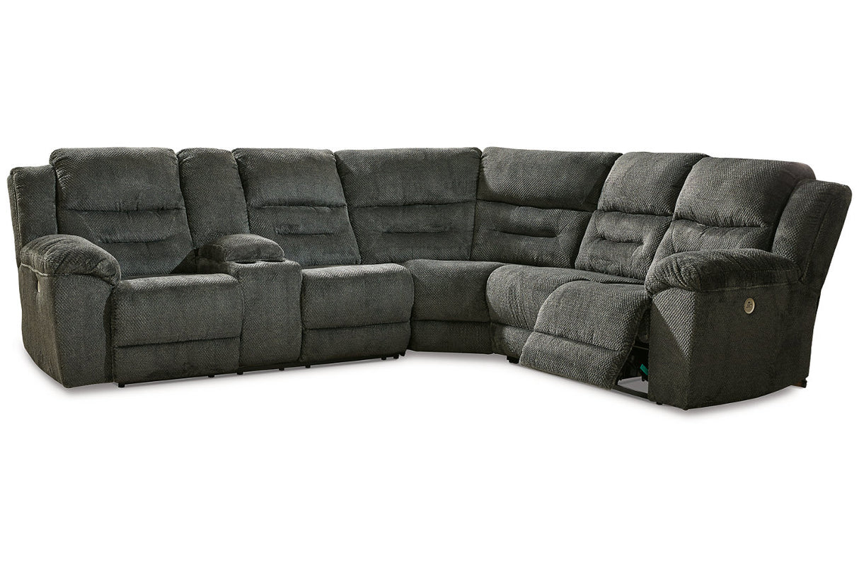 Nettington Smoke 3-Piece Power Reclining Sectional from Ashley - Luna Furniture