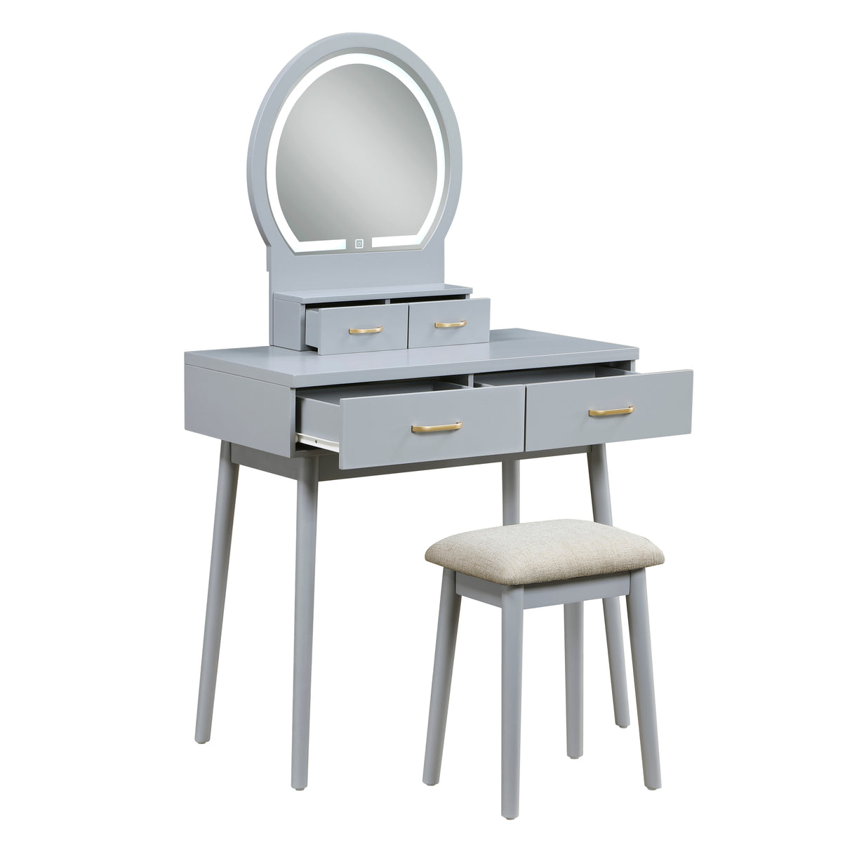 Ornate Pink Vanity Dresser with Mirror and Stool from Homelegance - Luna Furniture