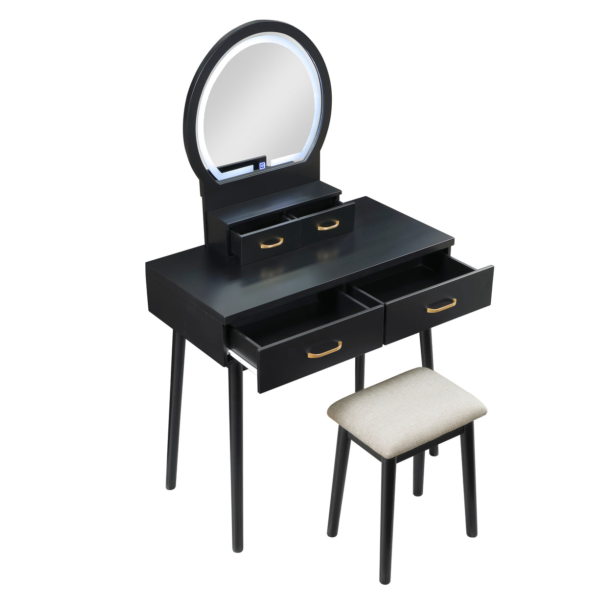 Ornate Black Vanity Dresser with Mirror and Stool from Homelegance - Luna Furniture