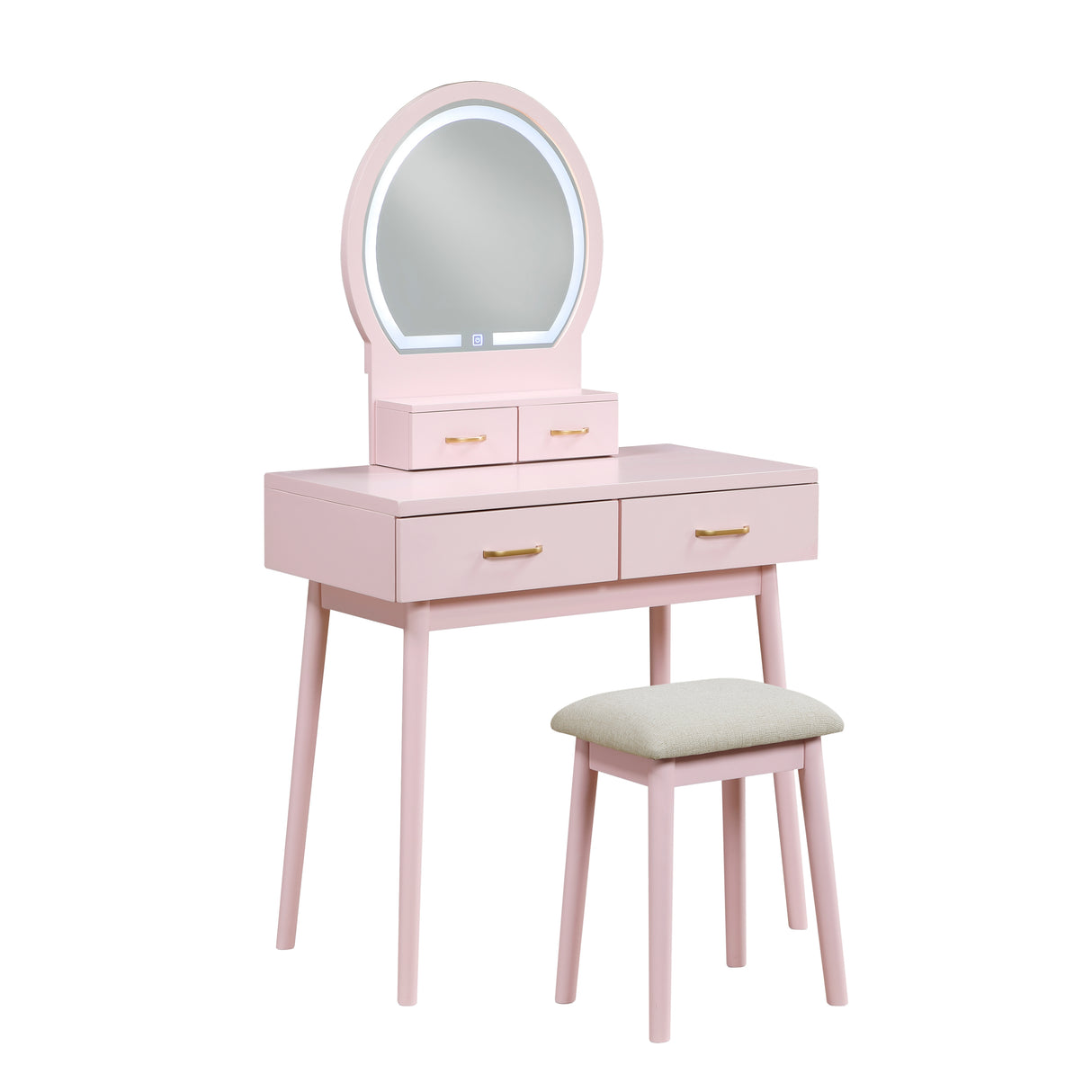 Ornate Pink Vanity Dresser with Mirror and Stool from Homelegance - Luna Furniture