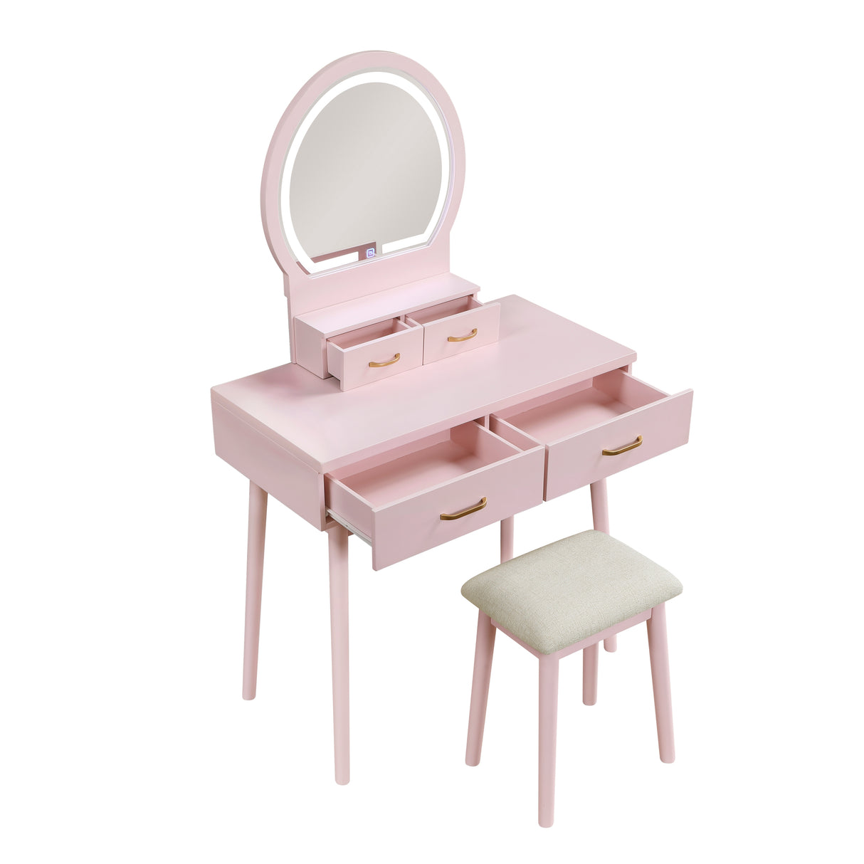 Ornate Pink Vanity Dresser with Mirror and Stool from Homelegance - Luna Furniture
