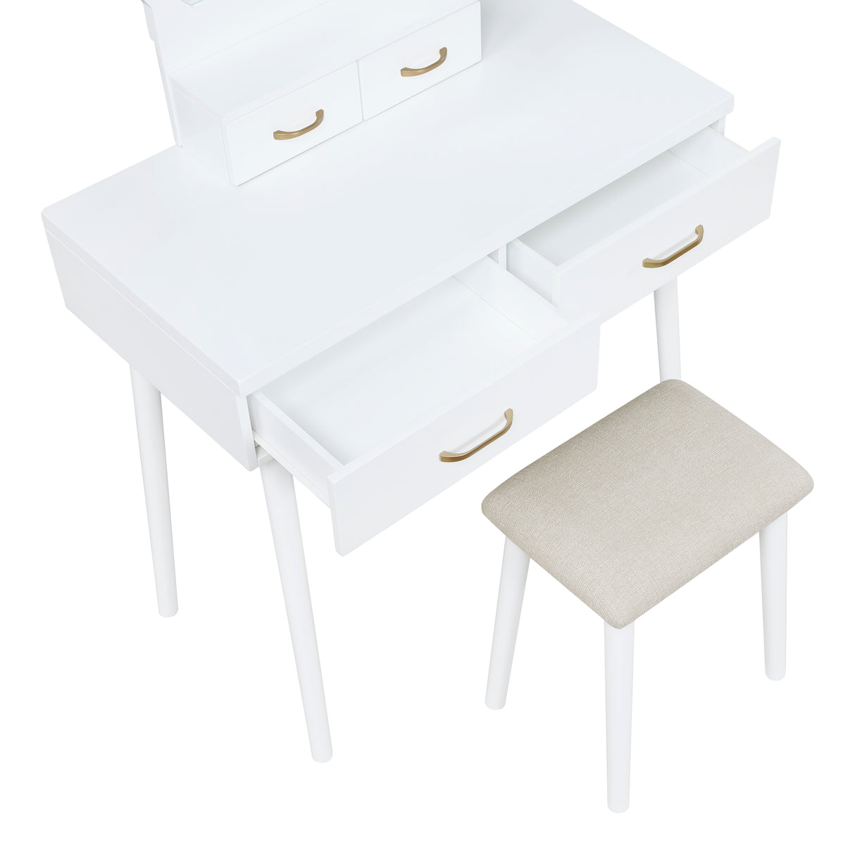 Ornate White Vanity Dresser with Mirror and Stool from Homelegance - Luna Furniture