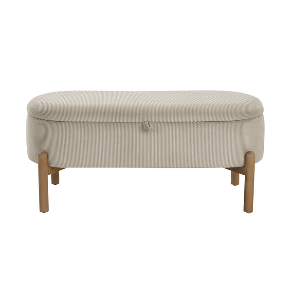 Mavis Taupe Lift-Top Storage Bench