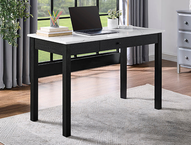 Rylee Black Faux Marble Top Office Desk from Crown Mark - Luna Furniture
