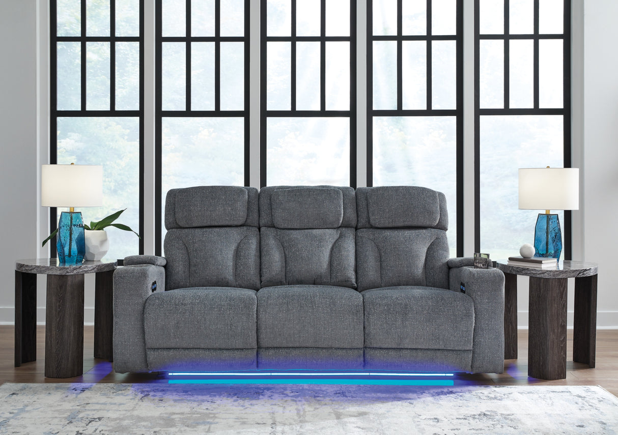 Studio Cave Power Reclining Sofa and Loveseat in Steel from Ashley - Luna Furniture