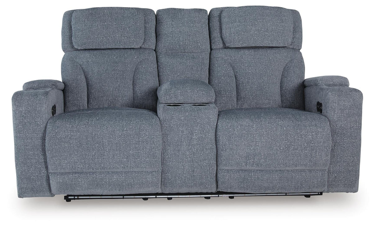 Studio Cave Power Reclining Sofa and Loveseat in Steel from Ashley - Luna Furniture