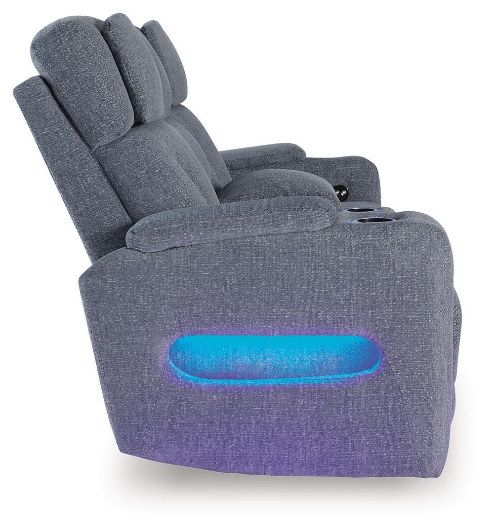Studio Cave Power Reclining Sofa and Loveseat in Steel from Ashley - Luna Furniture