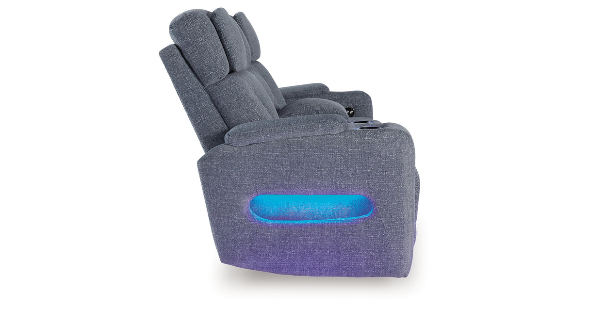 Studio Cave Power Reclining Sofa and Loveseat in Steel from Ashley - Luna Furniture