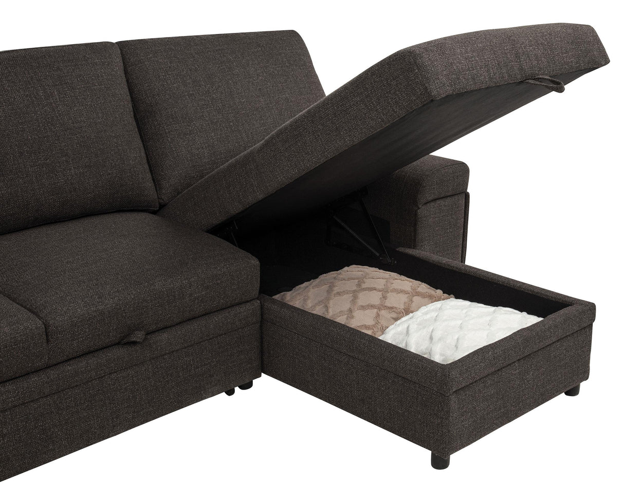 Demko Brown Sleeper Sectional Sofa with Speaker and Storage Chaise from Coaster - Luna Furniture