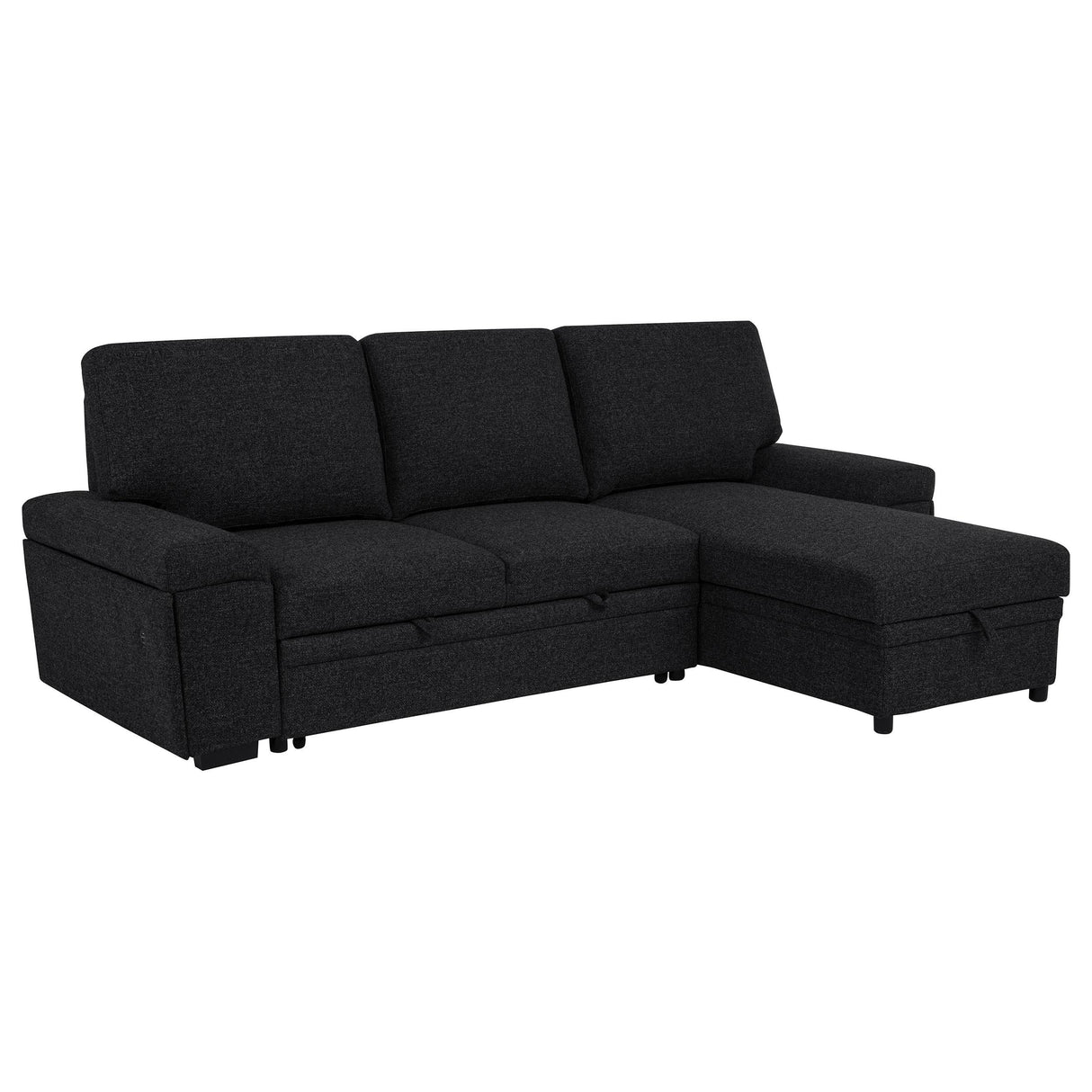 Demko Black Sleeper Sectional Sofa with Speaker and Storage Chaise from Coaster - Luna Furniture