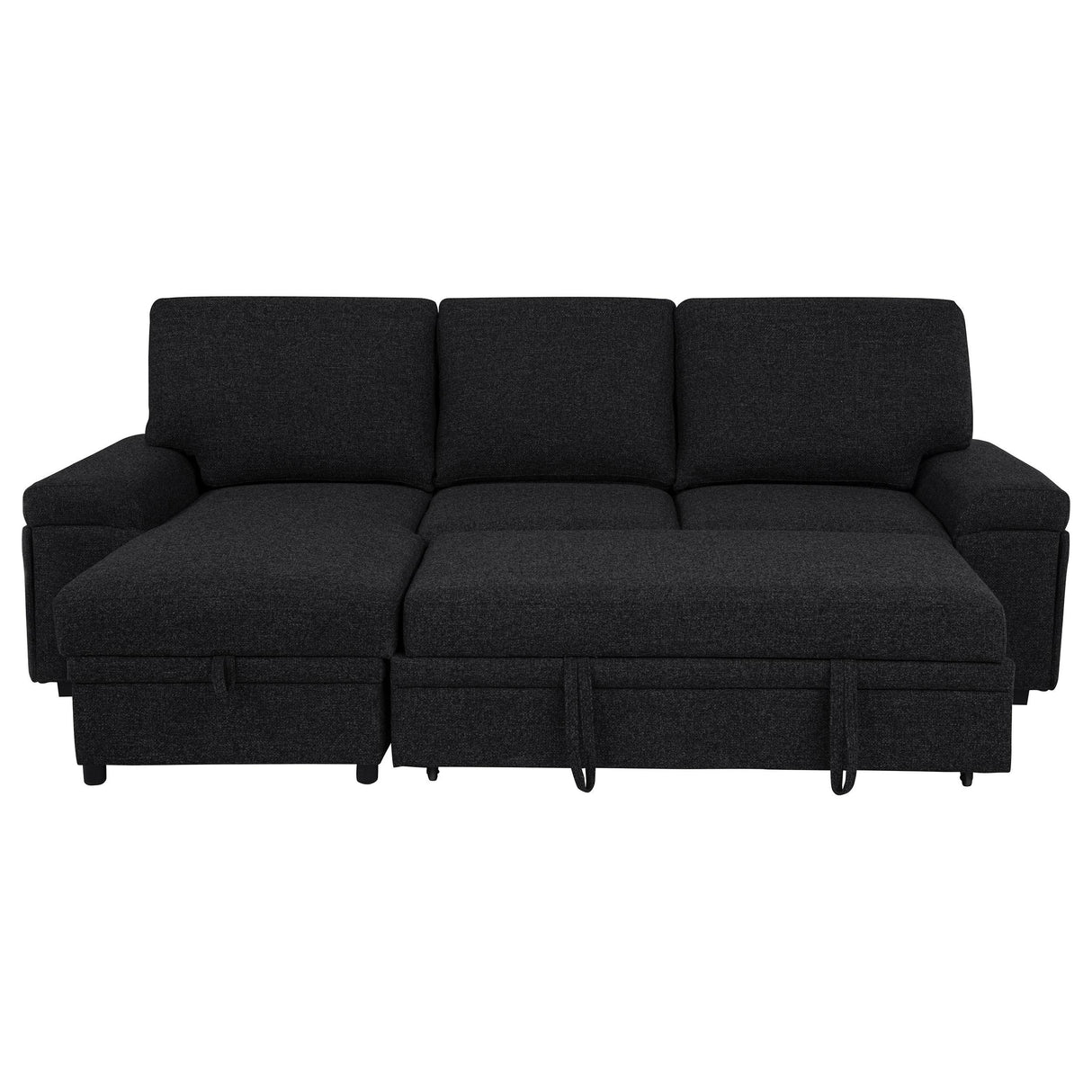 Demko Black Sleeper Sectional Sofa with Speaker and Storage Chaise from Coaster - Luna Furniture