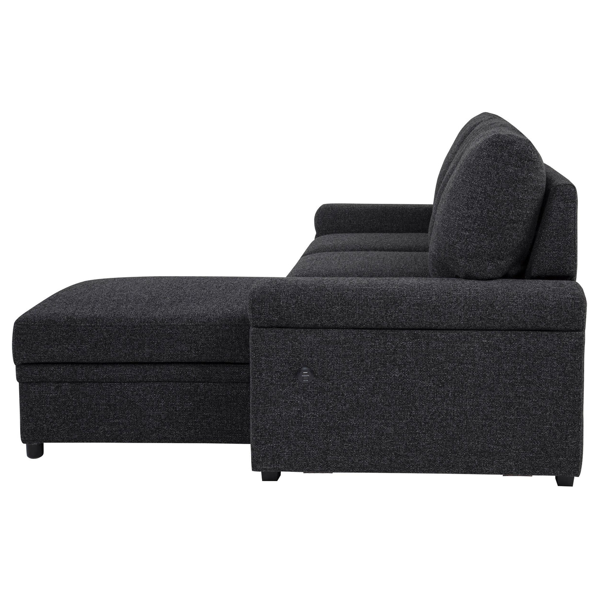 Demko Black Sleeper Sectional Sofa with Speaker and Storage Chaise from Coaster - Luna Furniture