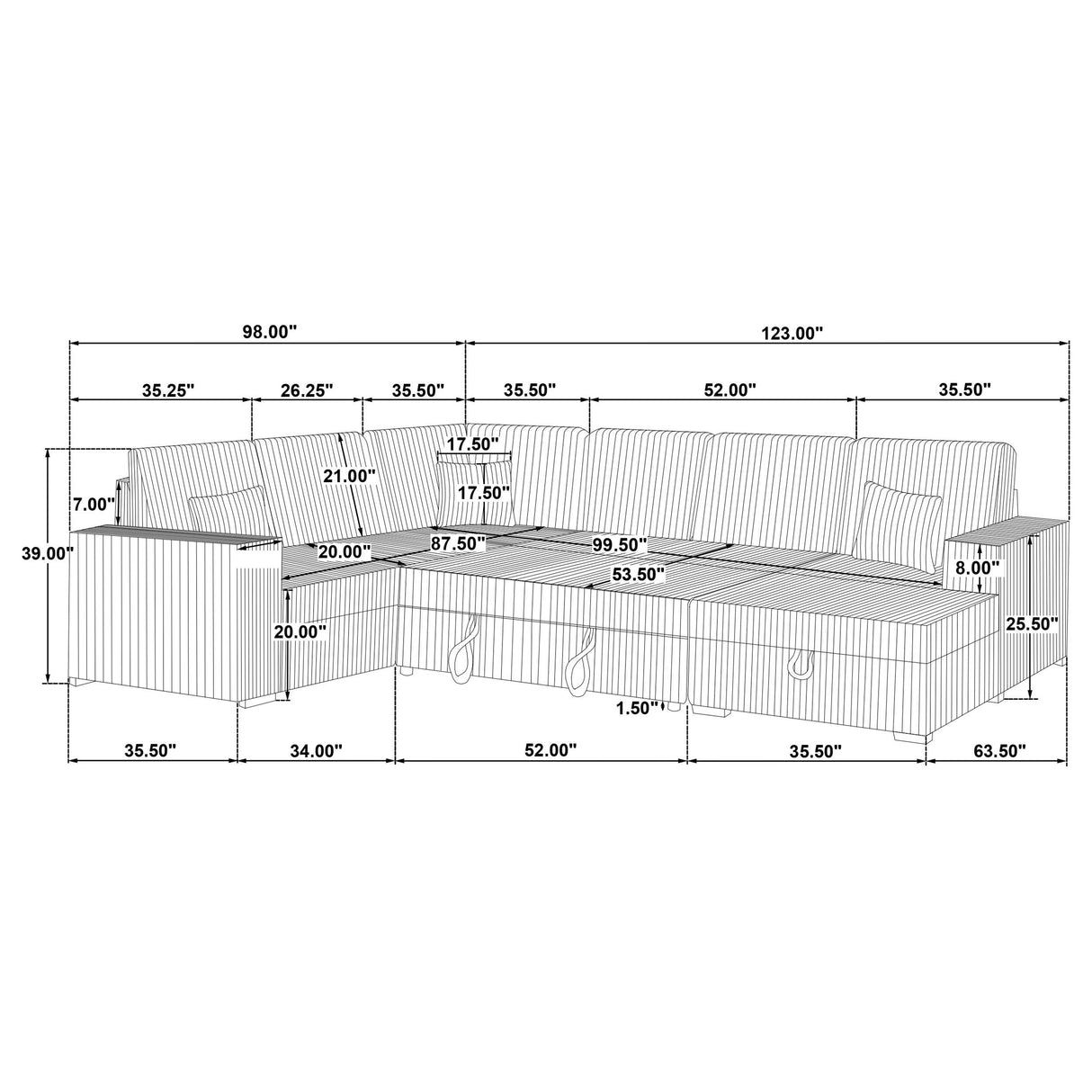 Devonshire Camel Sleeper Sectional Sofa Storage Chaise from Coaster - Luna Furniture